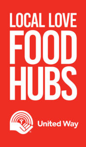 An image of the United Way "Local Love Food Hubs" logo