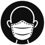 A graphic showing a person wearing a face mask